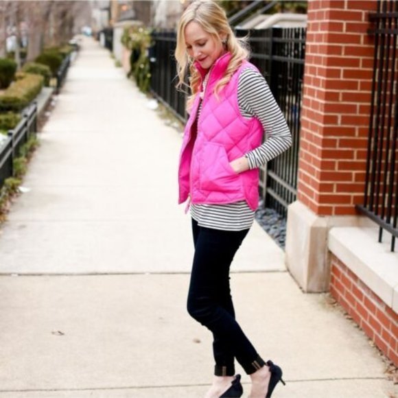 J Crew Hot‎ Pink Quilted Zip Excursion Puffer Vest XS - Picture 2 of 9